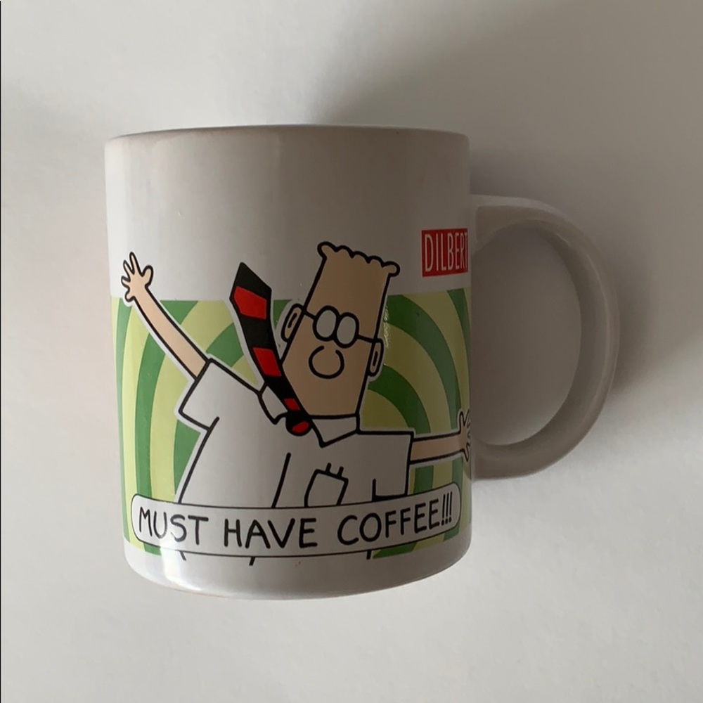 Dilbert Must Have Coffee !!! Funny Mug Cartoon cup RARE HTF